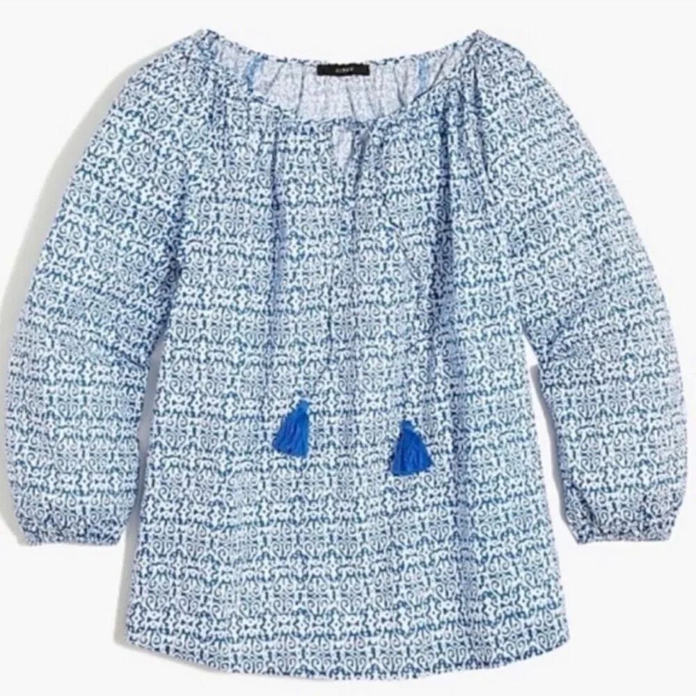 J. Crew Women's XS Raglan Cotton Popover Tassel front